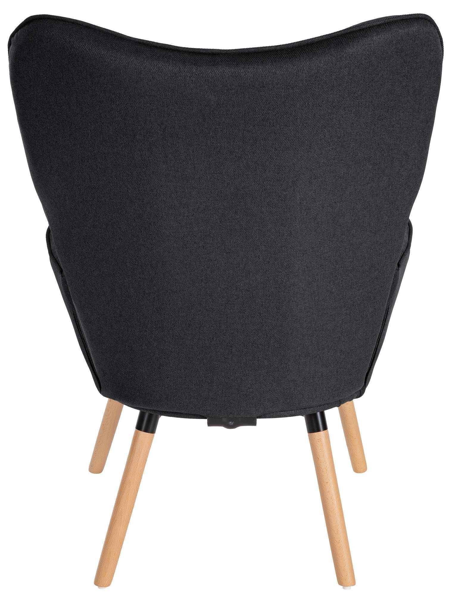 CLP Loungesessel Garding, Stuhl Buchenholz Gestell und aus Stoff-Bezug schwarz mit