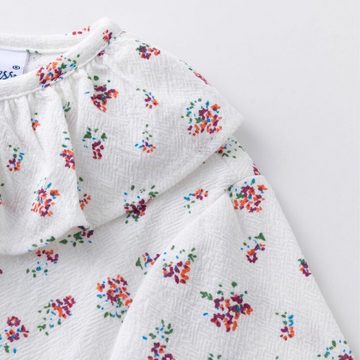 suebidou Klassische Bluse Bluse Langarmshirt mit Rüschendetails florales Muster für Mädchen