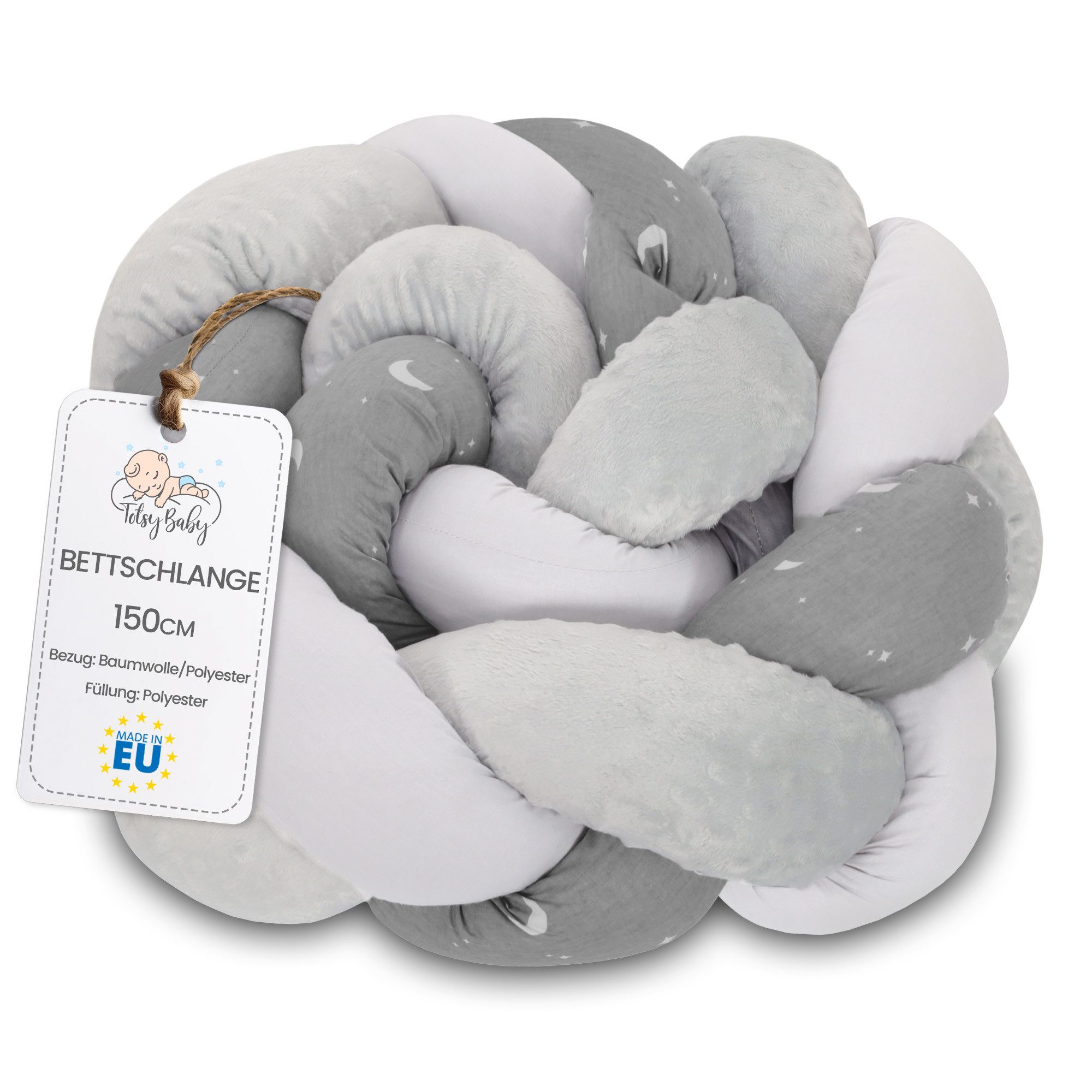 Totsy Baby Bettnestchen Bettschlange Bettumrandung für Babybett und Kissen Deko Kuschelkissen