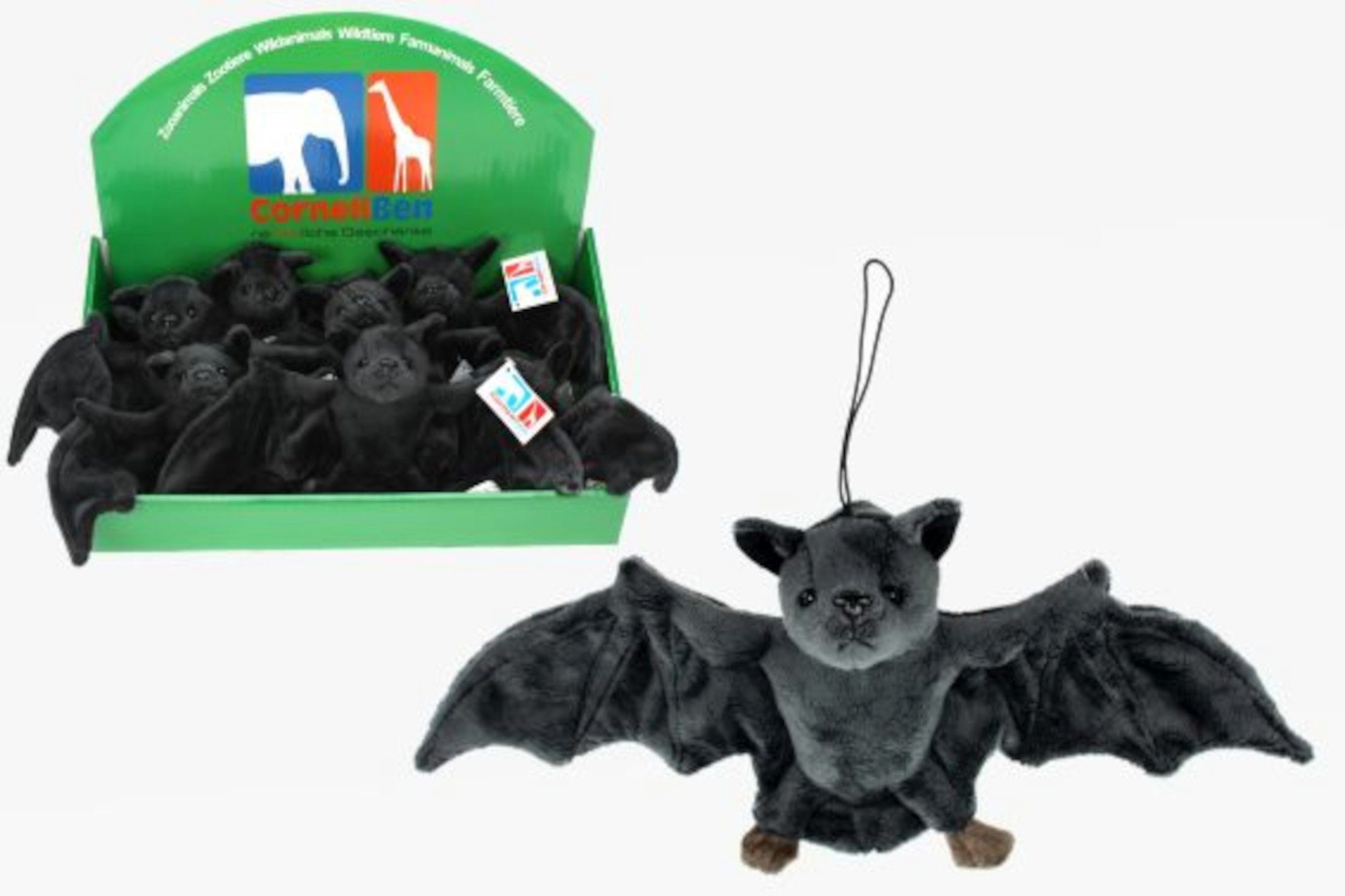 Thumbnail - Cornelißen Tierkuscheltier Plüsch Fledermaus mit Band, ca. 36 cm, Polyester, Polyester, Polyesterwolle