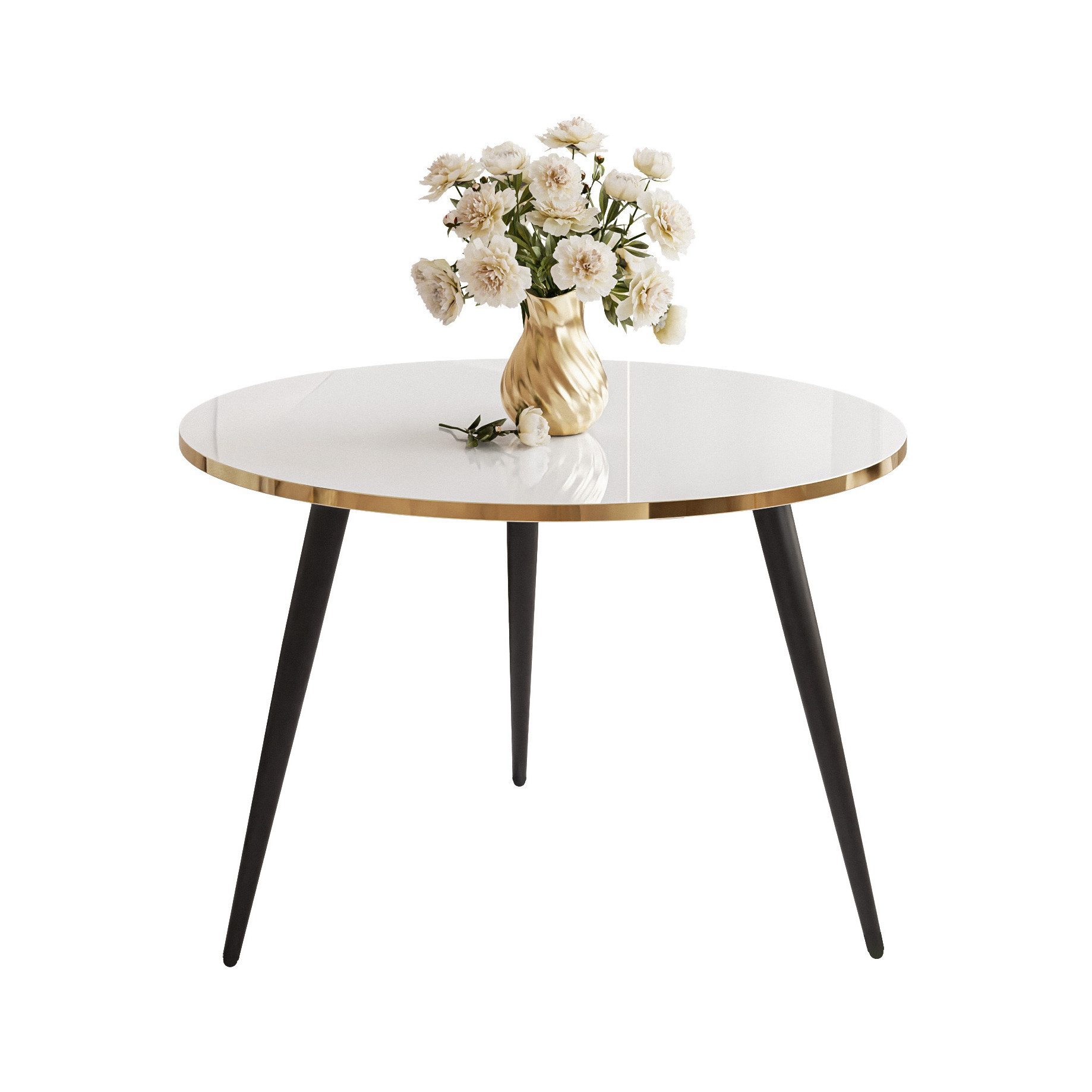 Lookway Couchtisch SOLEIL HOCHGLANZ Runder Couchtisch mit Ablage (1x Tisch), Durchmesser: ⌀70 cm