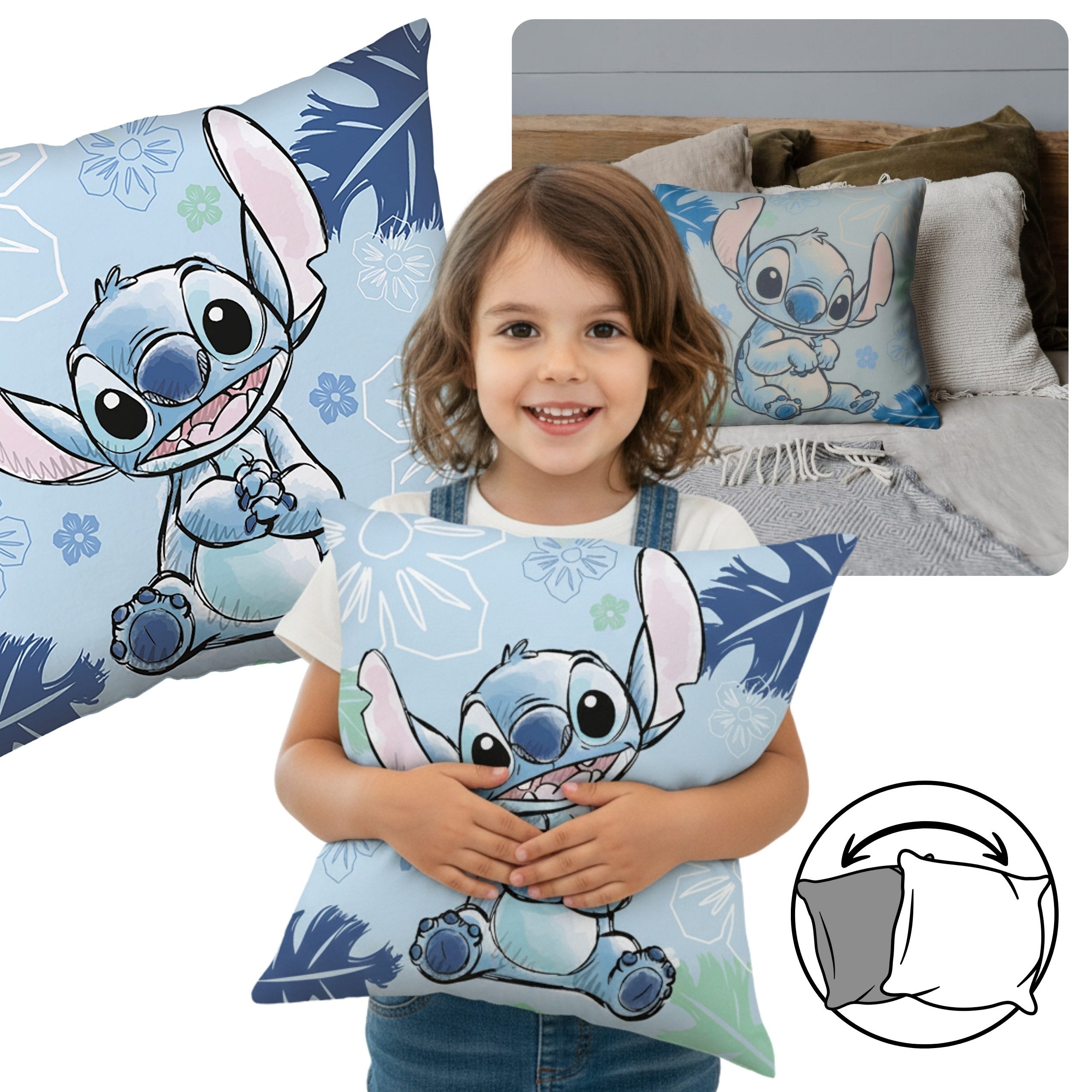Sarcia.eu Zierkissen DISNEY Stitch Wendekissen, dekoratives Zierkissen 40 × 40 cm