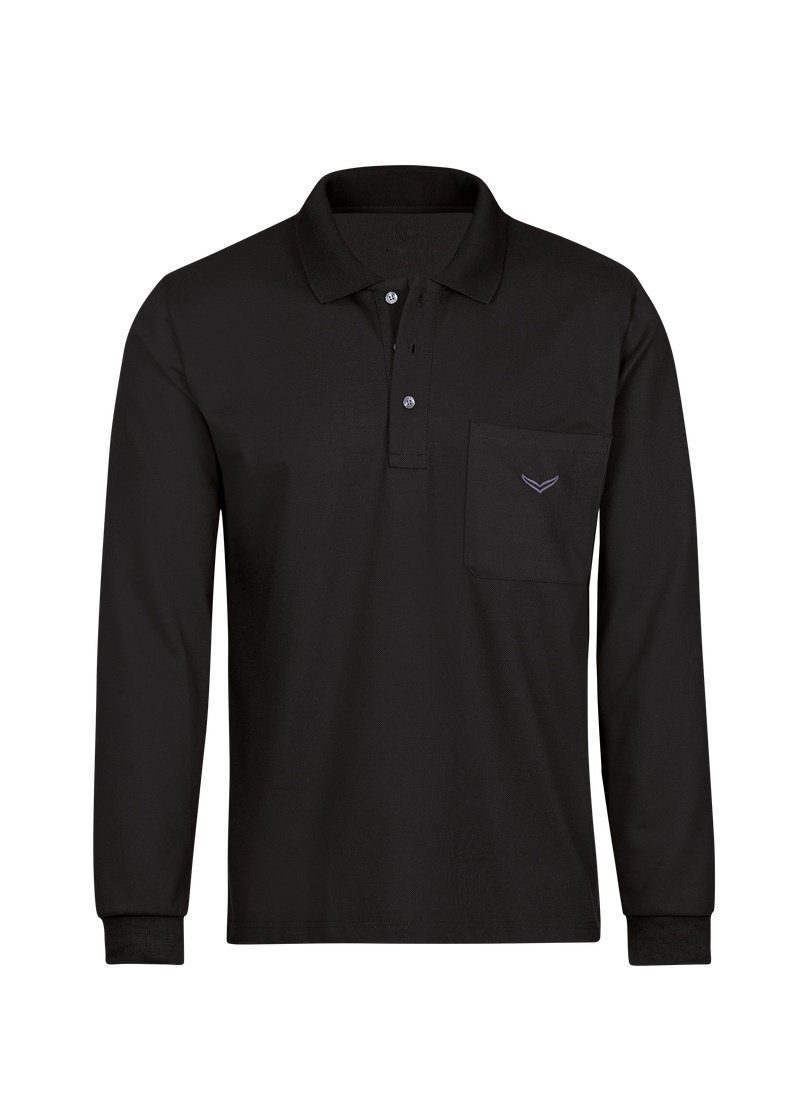 Trigema Baumwolle Poloshirt Poloshirt Langarm schwarz aus TRIGEMA