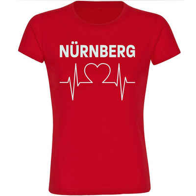multifanshop T-Shirt Damen Nürnberg - Herzschlag - Frauen