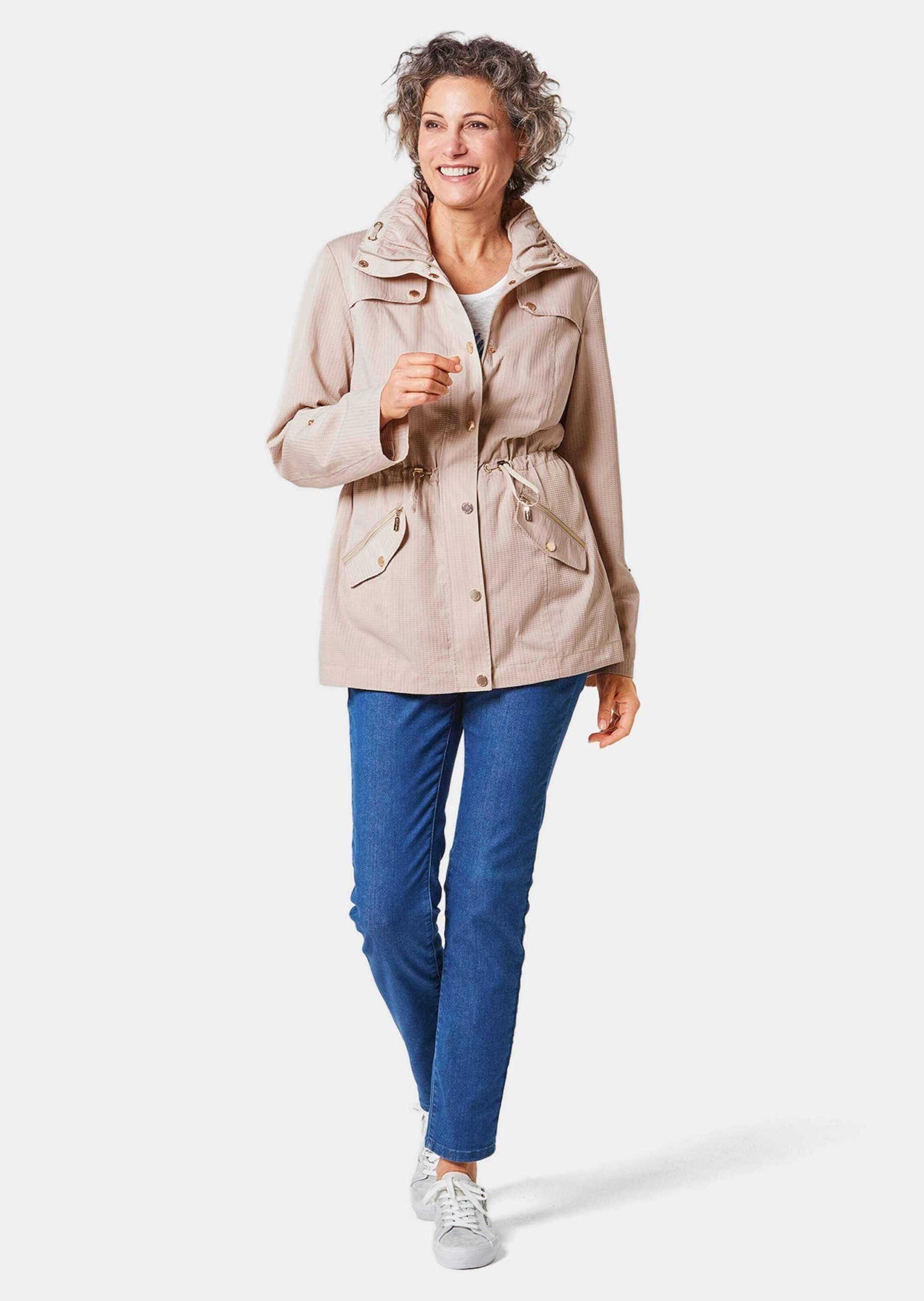 GOLDNER Allwetterjacke Longjacke mit Tunnelzug, Krempelärmeln Gemustertes Design und besonderer Kragenverlauf – Bild 2 von 5
