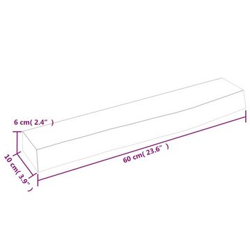 furnicato Wandregal Hellbraun 60x10x6 cm Massivholz Eiche Behandelt