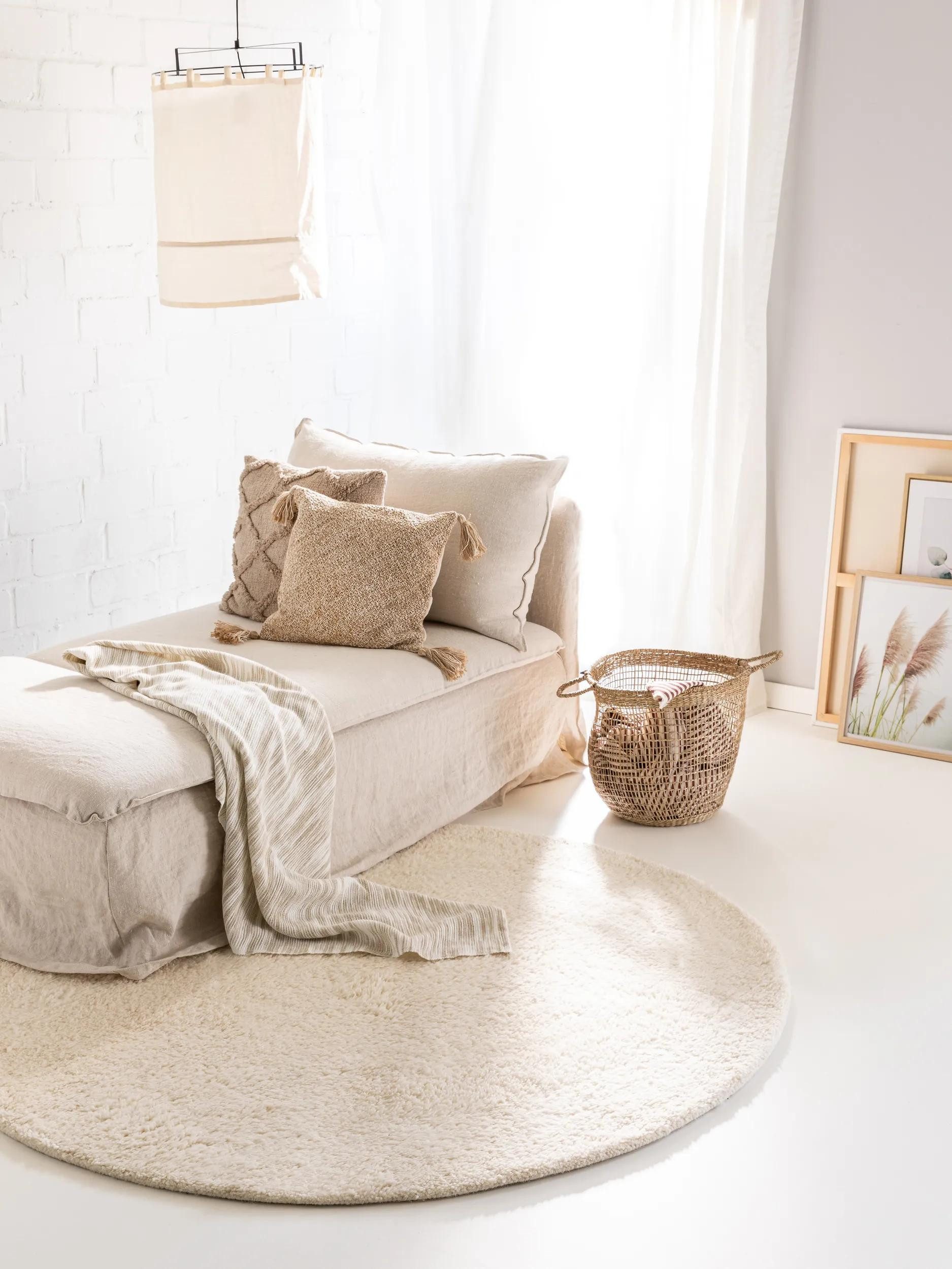 benuta Wollteppich Berber, rund, Höhe: 31 mm, Wolle, Teppich Wohnzimmer, Sc günstig online kaufen