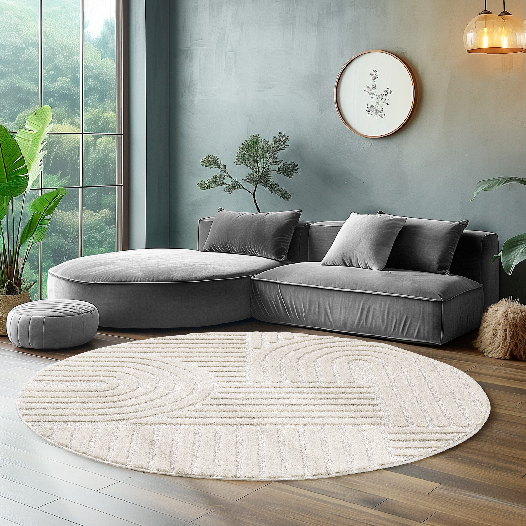 SIMPEX24 Designteppich Skandinavischer Boho, Rund, Höhe: 8 mm, Teppich Wohnzimmer, Schlafzimmer, Gästezimmer