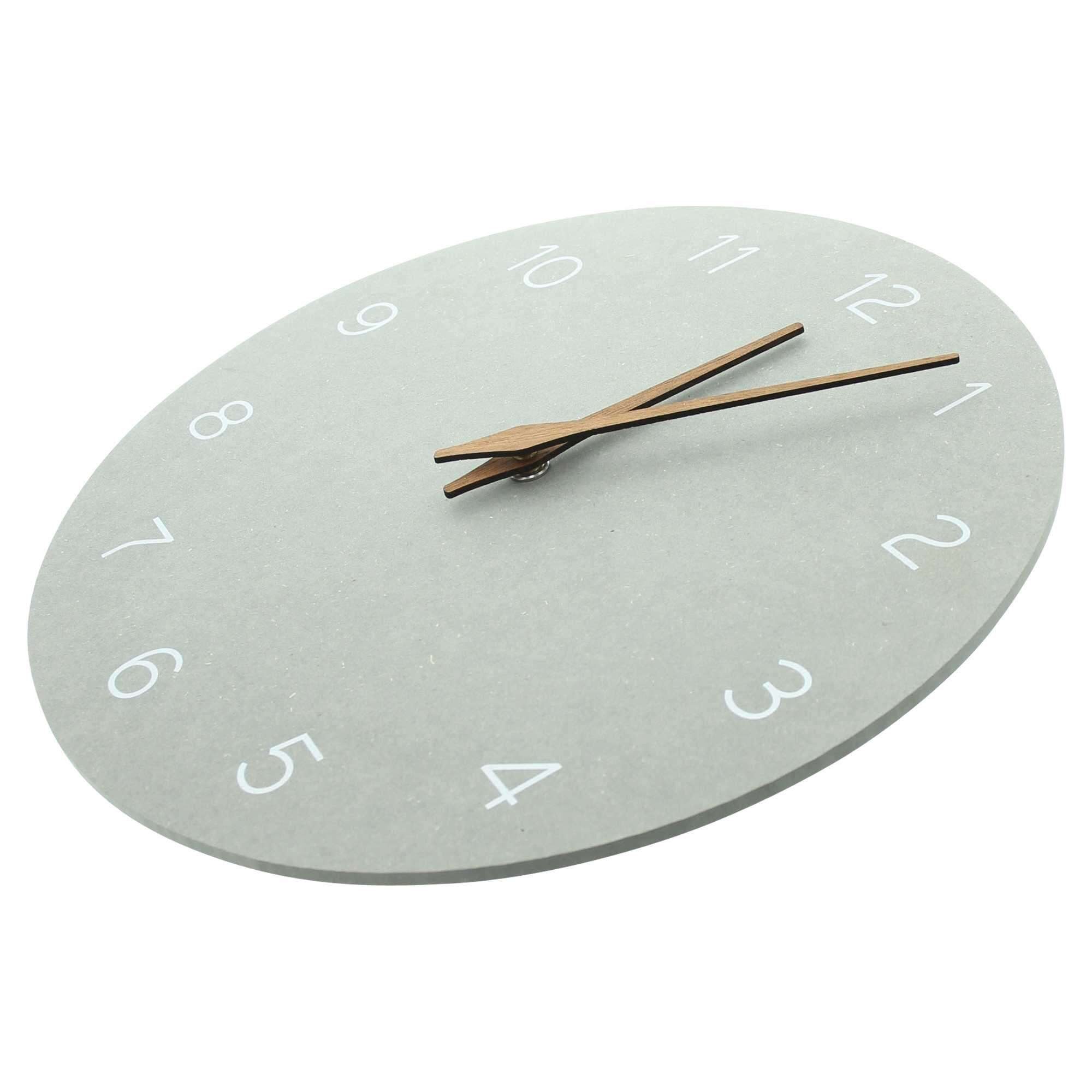 Dekoleidenschaft Wanduhr "Beton" grau Ø 30 cm, MDF in Beton-Optik, Wohnzimmeruhr, moderne Uhr (für Wohnzimmer, Küche und Büro)