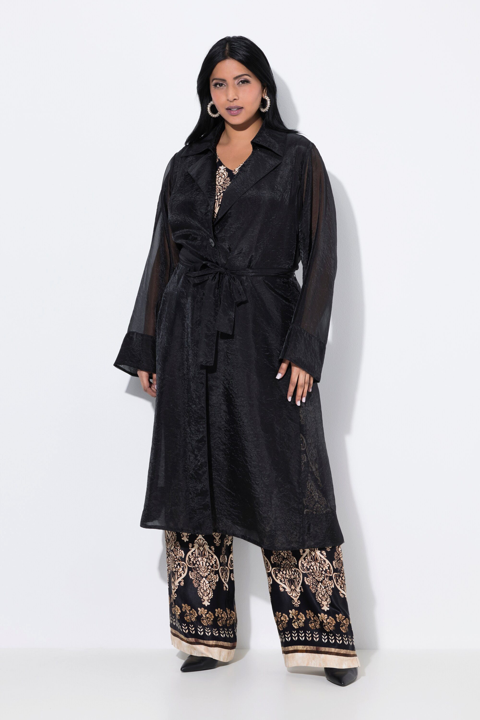 Ulla Popken Sommerjacke Mantel A-Linie Reverskragen günstig online kaufen