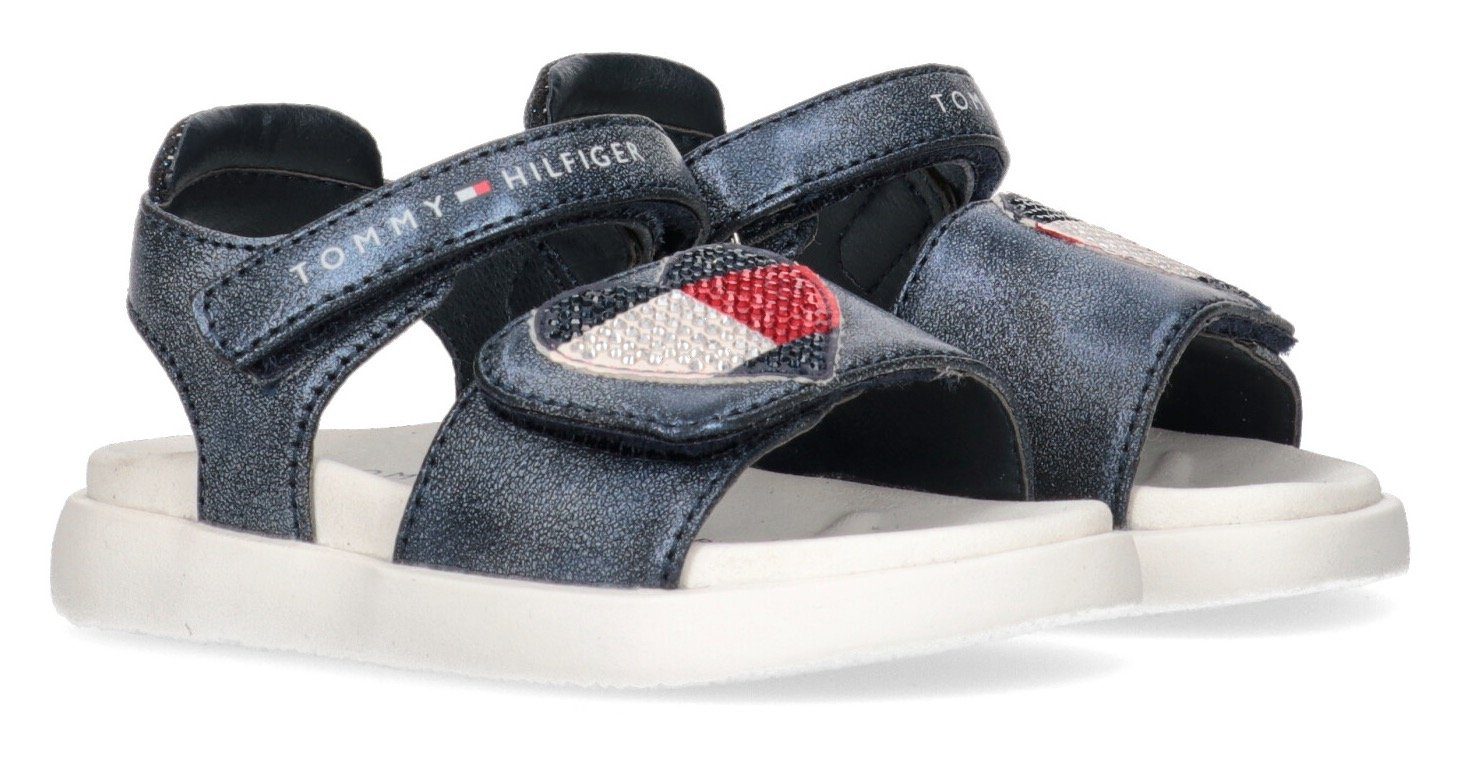 Tommy Hilfiger STRASS HEART VELCRO Strass-Steinchen blau mit Sandale SANDAL besetzt