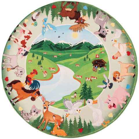 Kinderteppich My Juno 476, Obsession, rund, Höhe: 10 mm, Spielteppich, Motiv Tiere, Kinderzimmer