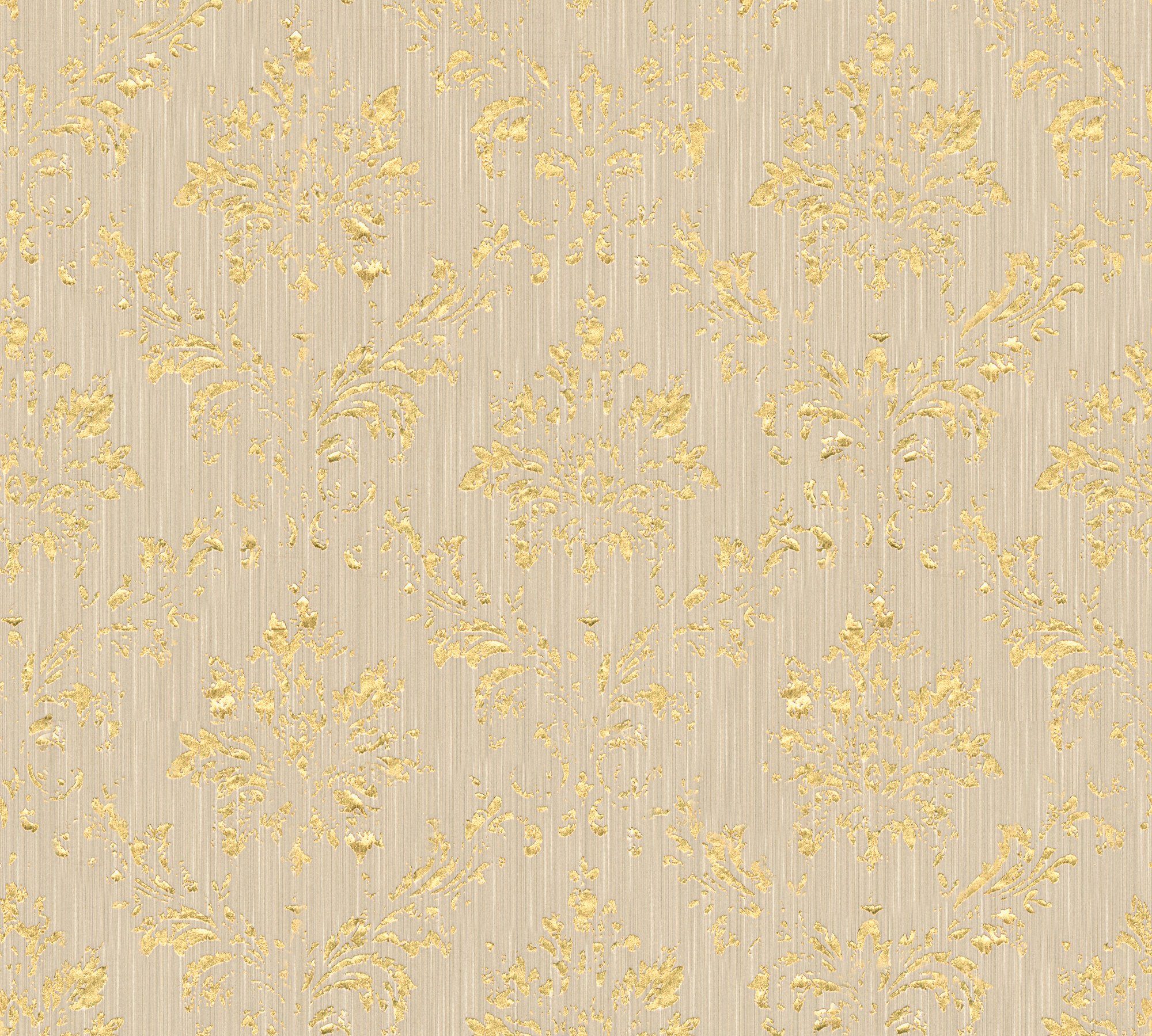 A.S. Création Architects Paper Silk, samtig, Barock, beige/gold Barock glänzend, Metallic Ornament Textiltapete Tapete matt