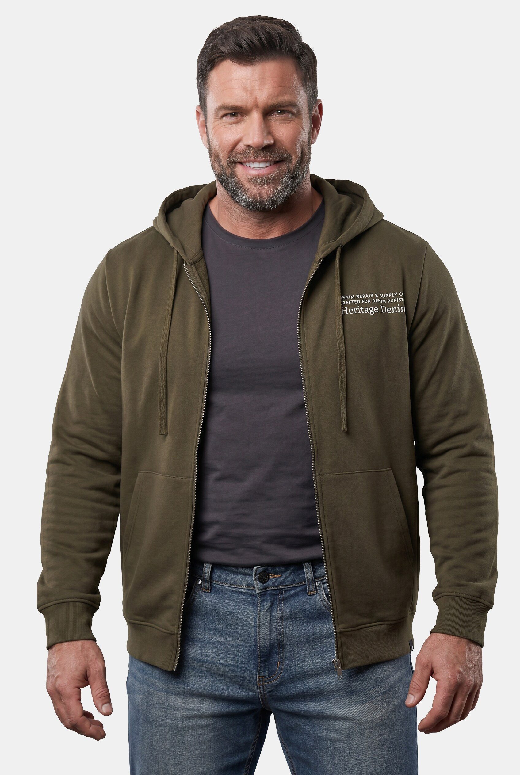 Men Plus Sweatshirt Men+ Sweatjacke Kapuze Print Kängurutasche – Bild 3 von 4