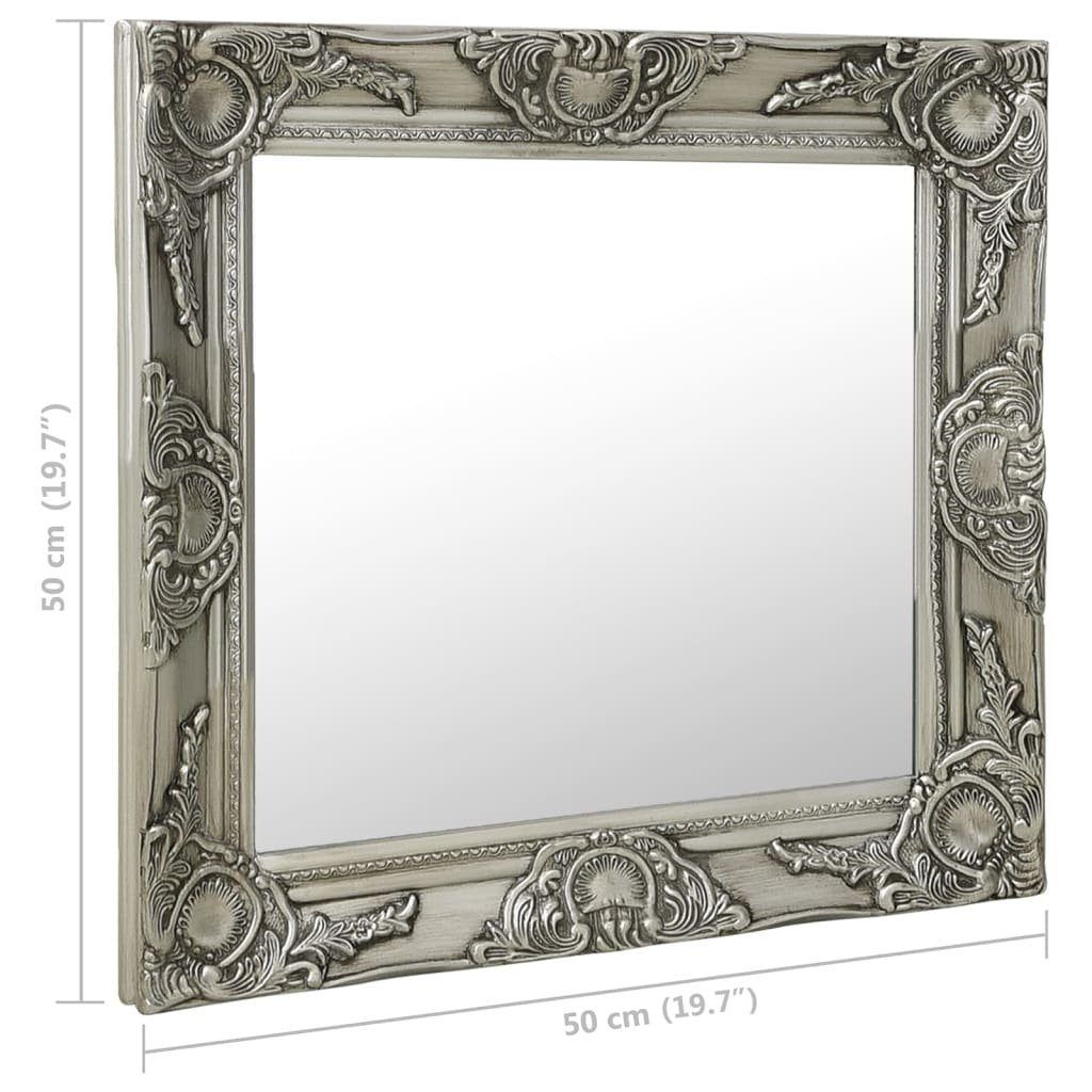 Glas aus in cm), 50x50 Silber Holz 3002665 möbelando Barockspiegel und (BxH: