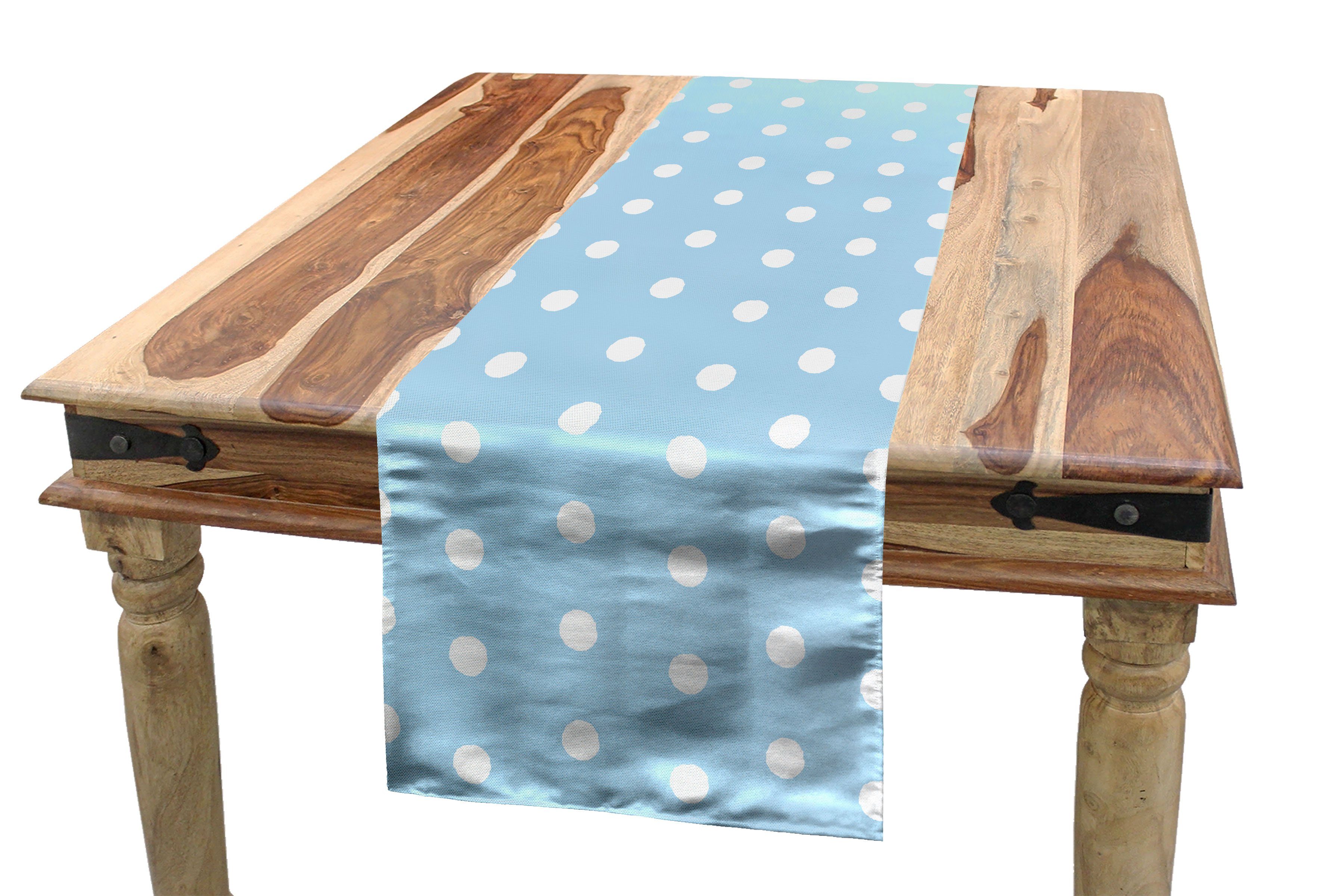Abakuhaus Tischläufer Esszimmer Küche Rechteckiger Dekorativer Tischläufer, Wasser Tupfen-Blau und Weiß