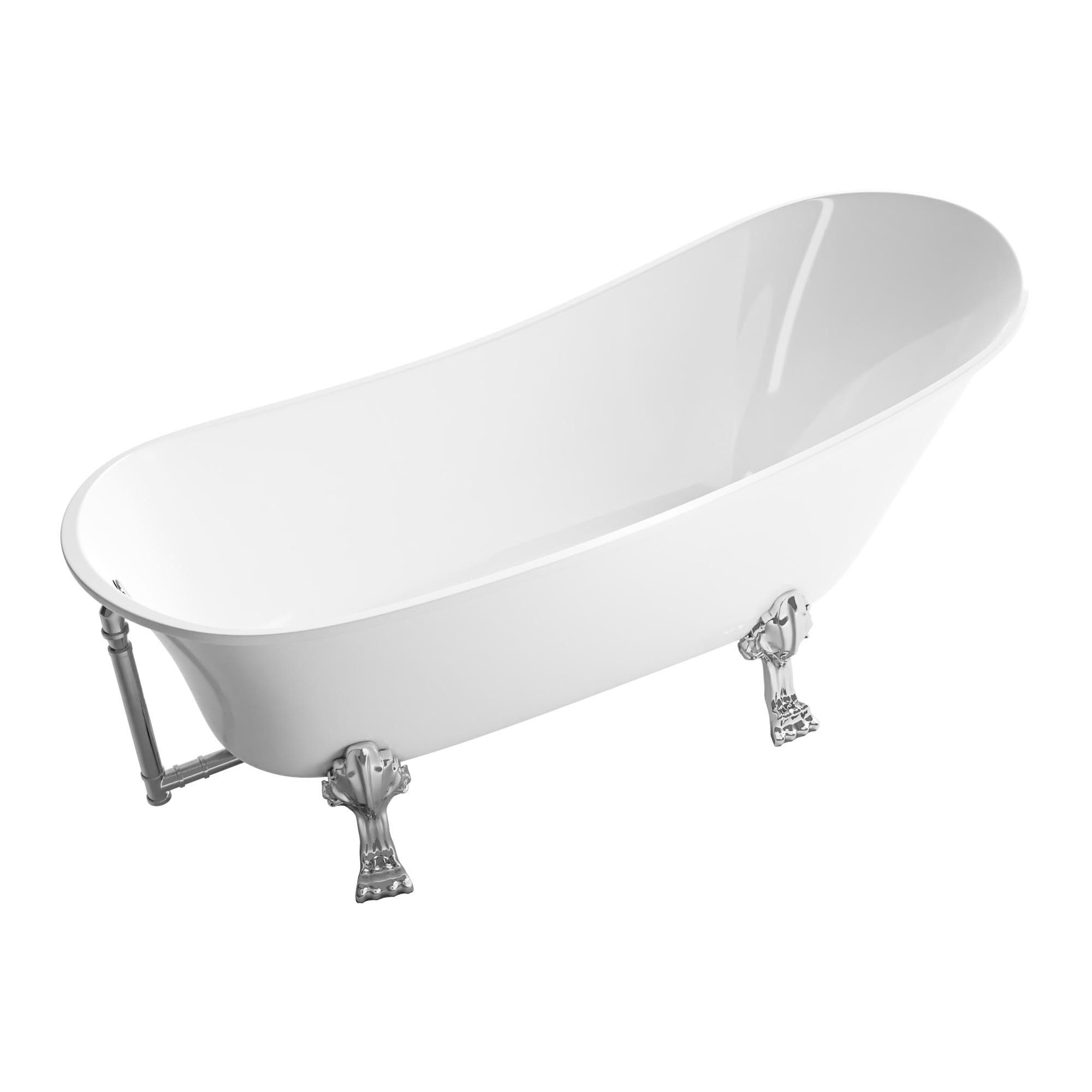 Bernstein Badewanne PARIS, (freistehende Wanne, Acrylwanne, Sanitäracryl, nostalgisches Design, mit Metallfüße), Retro-Badewanne 176x71x77 cm Füße Chrom Weiß glänzend. € 848,90