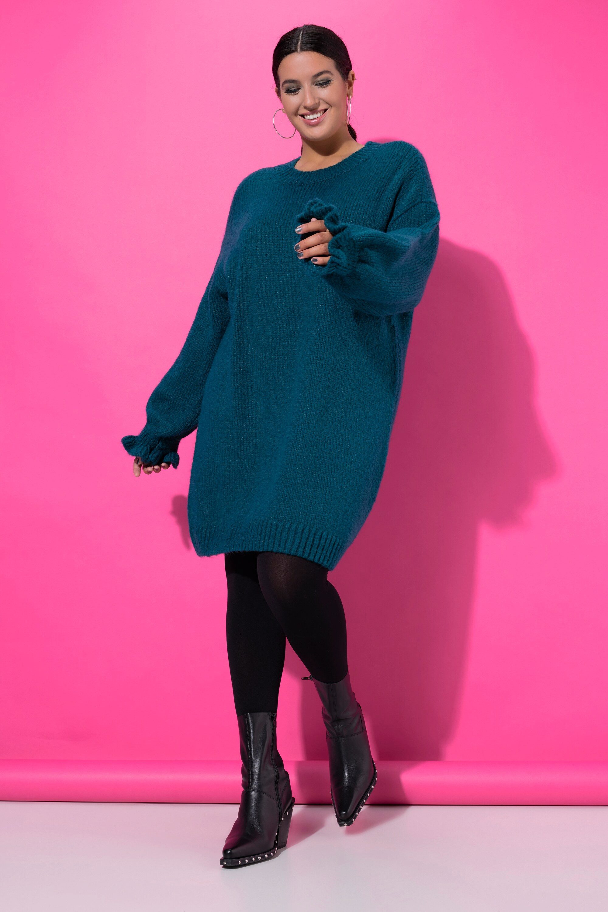 Studio Untold Minikleid Strickkleid oversized Rüschenärmel