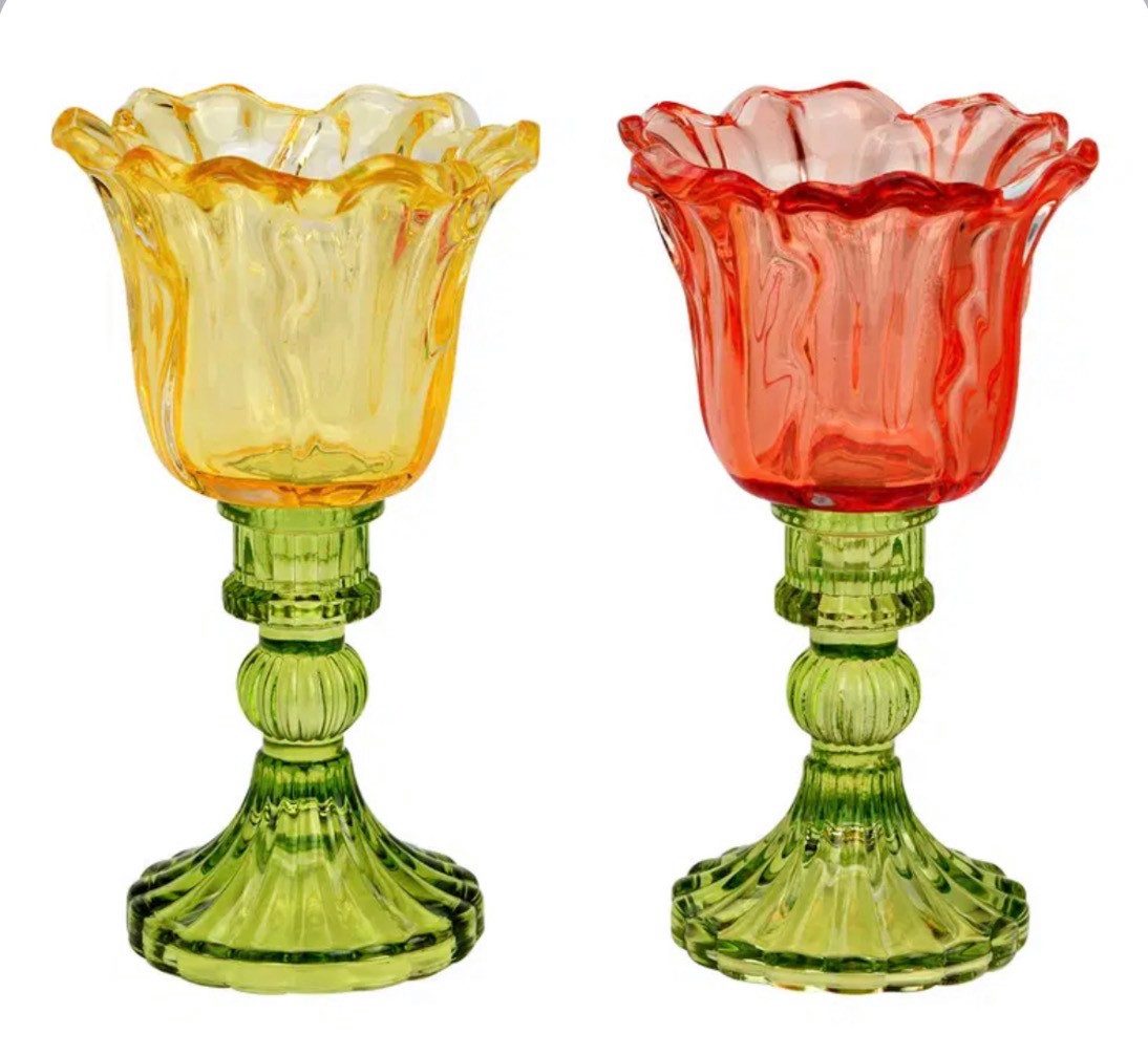 Seyila Home Windlicht Windlicht Tulpe aus Glas, Dekorativer Teelichthalter, Kerzenhalter, Stilvolles Wohnaccessoire