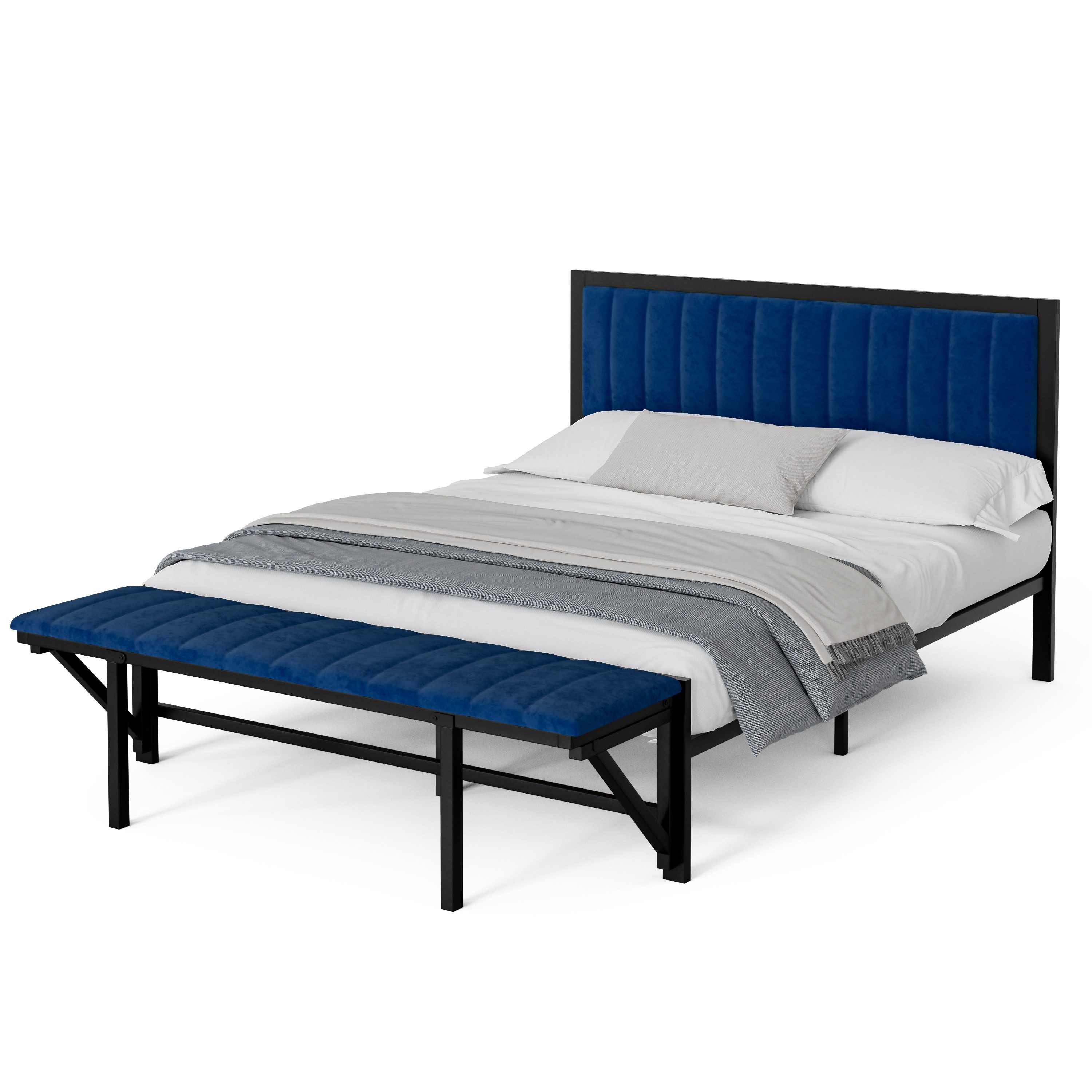OKWISH Polsterbett Doppelbett Eisenbett Metallbett Funktionsbett günstig online kaufen
