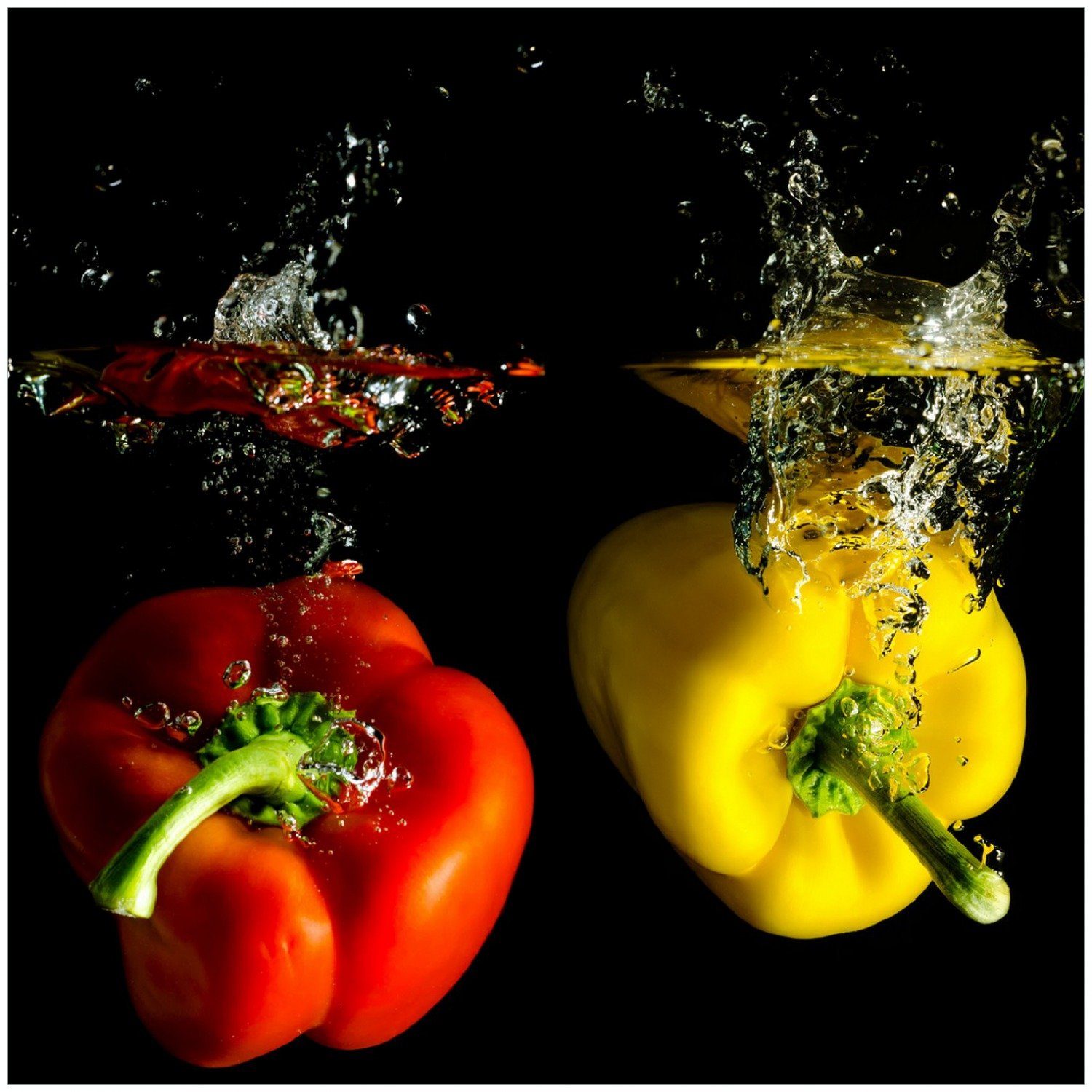 in rot Wasser und grün im orange Küche Wallario Memoboard Paprika gelb Bunte