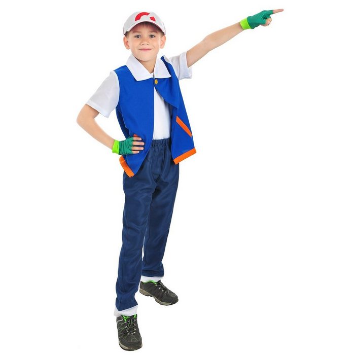 GalaxyCat Kostüm Trainer Kostüm von Ash Ketchum Kinderkostüm für Kinder Kostüm von Ash Ketchum