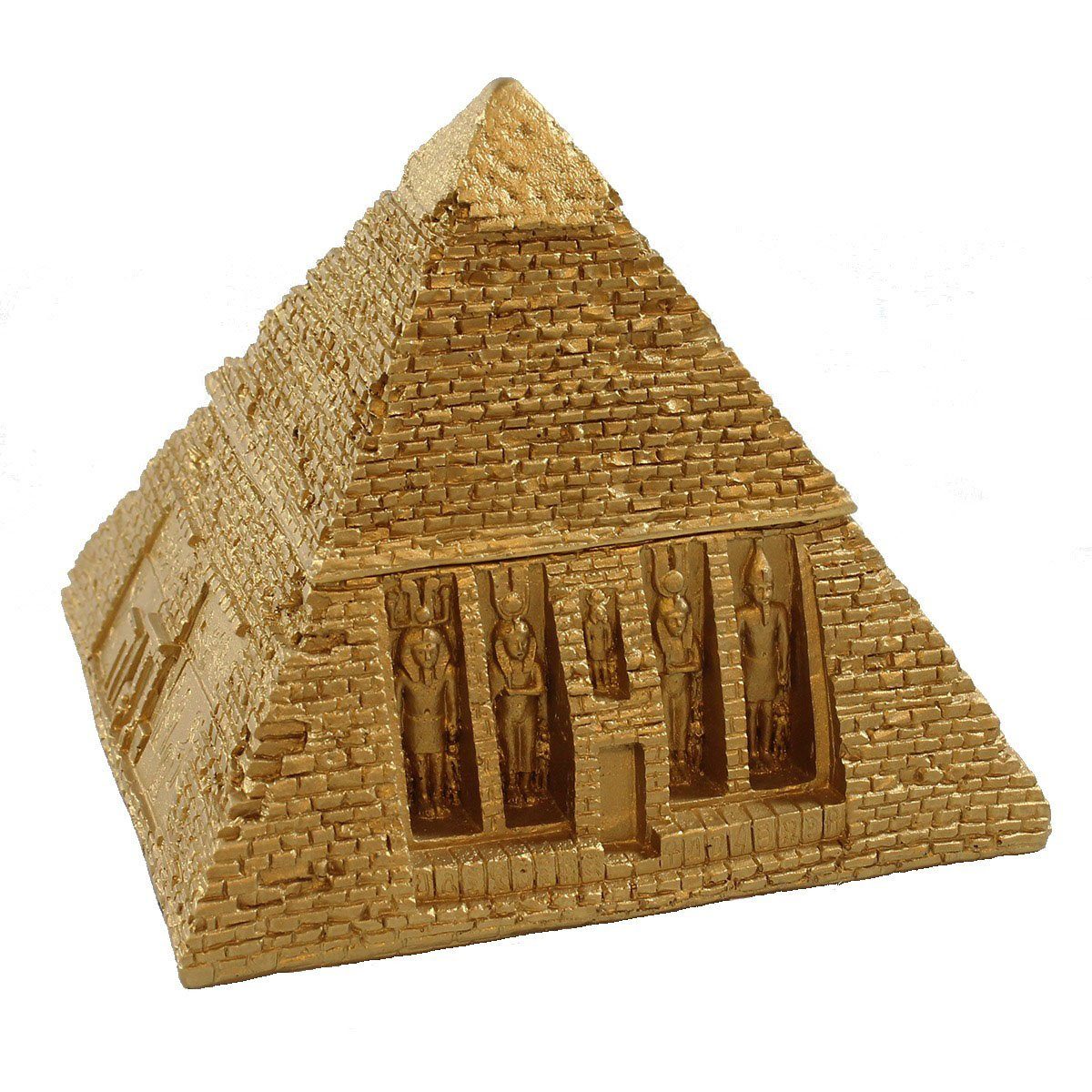 colourliving Schmuckkasten Dekofigur Pyramide Schmuckschatulle Schmuck Aufbewahrung Ägypten, detailreich verarbeitet, handbemalt, möbelschonende Filzuntersetzer
