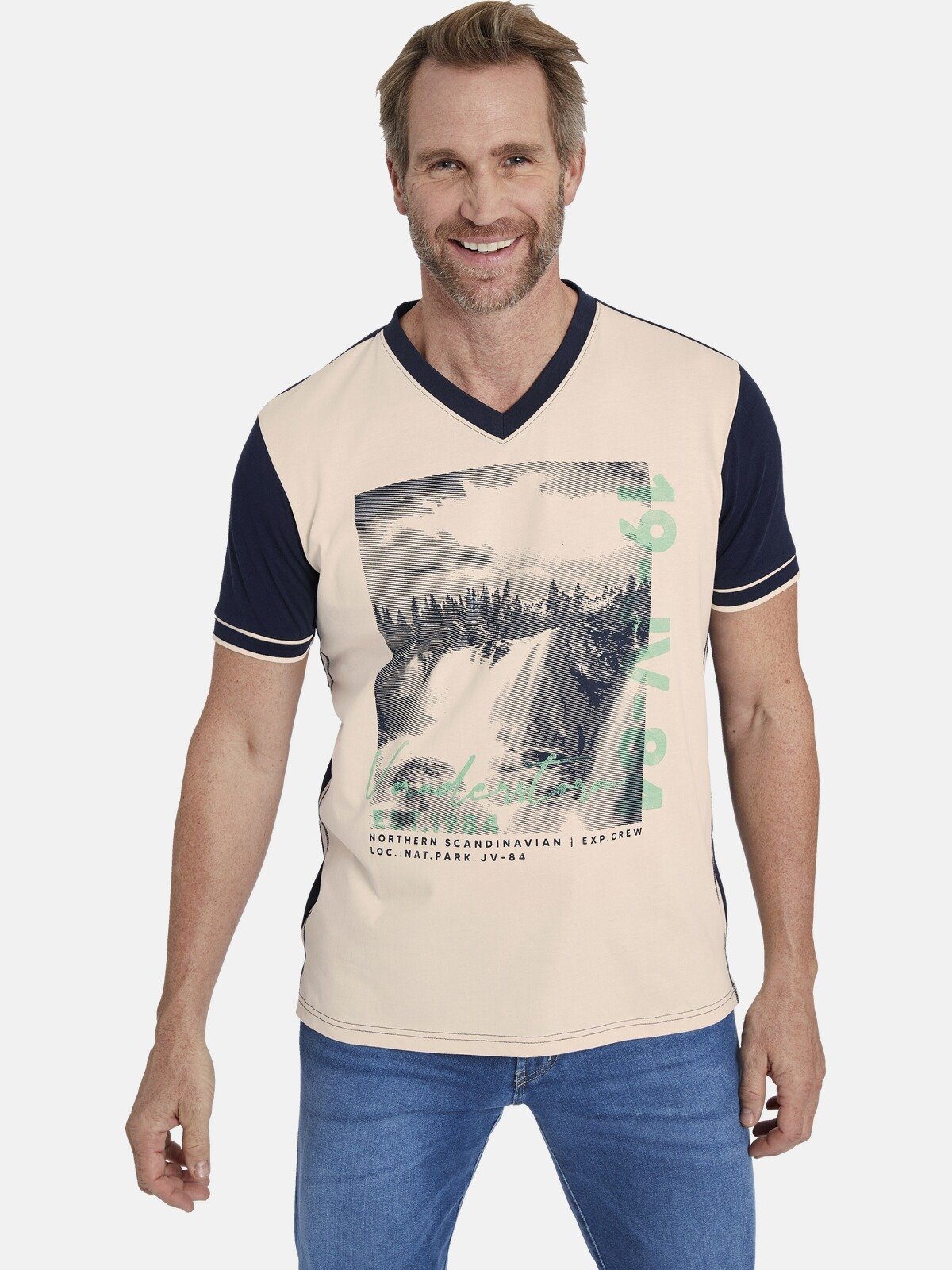 Jan Vanderstorm T-Shirt KISPING Rückenteil in Kontrastfarbe