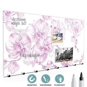 Primedeco Garderobenpaneel Magnetwand und Memoboard aus Glas Florales Design