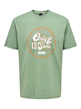 ONLY & SONS T-Shirt 2er-Set Print T-Shirt Rundhals Vintage Design Shirt ONSLENNY (2-tlg) 6808 in Grau-Grün