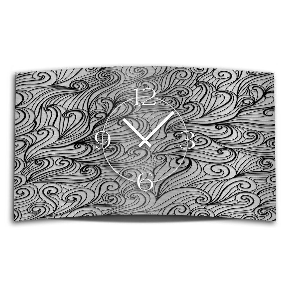 Alu-Dibond) modernes dixtime schwarz Wanduhr Abstrakt (Einzigartige 3D-Optik grau Wanduhr Ornament Designer aus Zendoodle 4mm