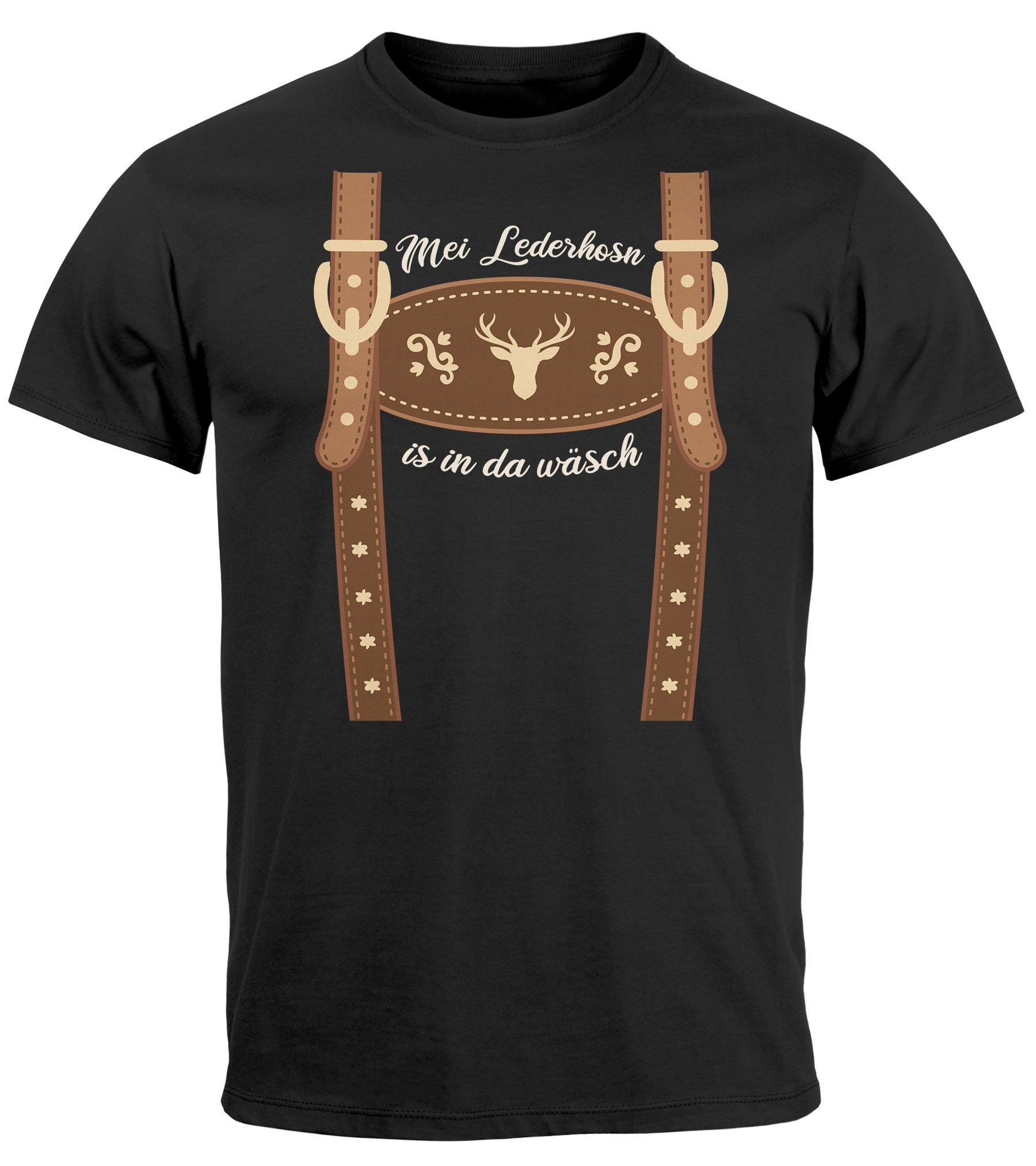 MoonWorks Print-Shirt Herren T-Shirt Lederhose Ersatz günstig online kaufen