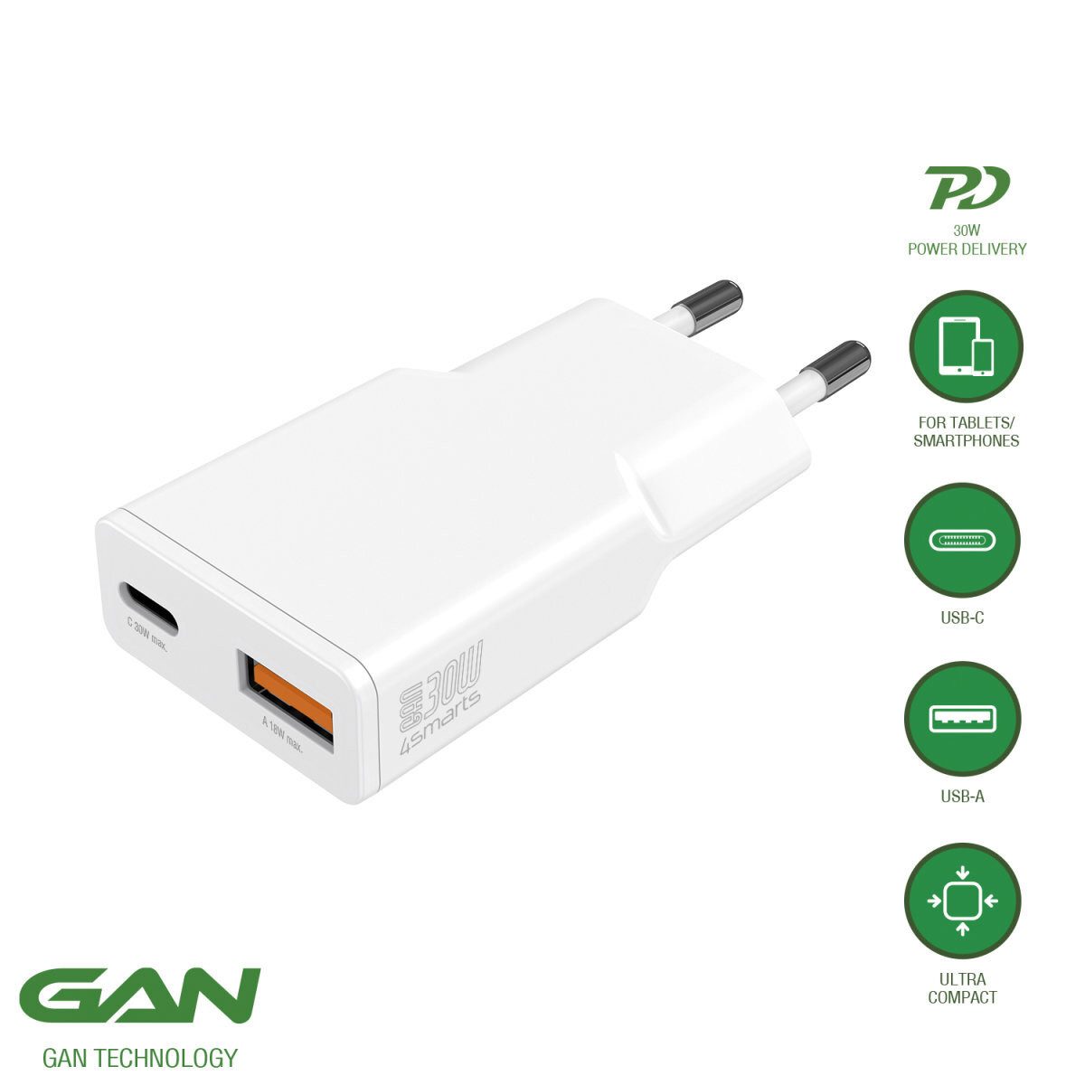 4smarts 4smarts Netzladegerät PDPlug Slim Duos 30W Universal-Netzteil