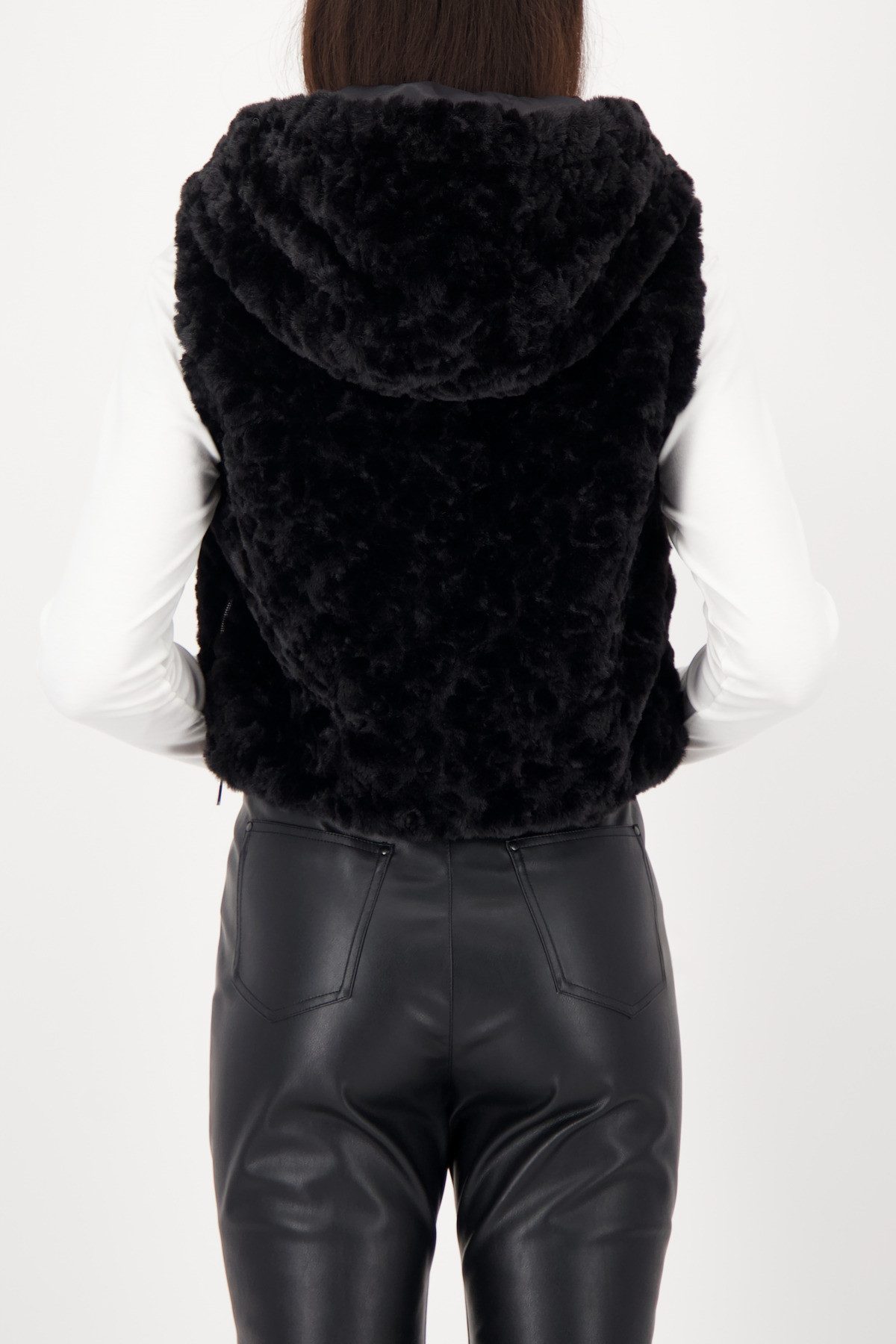 Monari Fellimitatweste Regular fit mit Kapuze