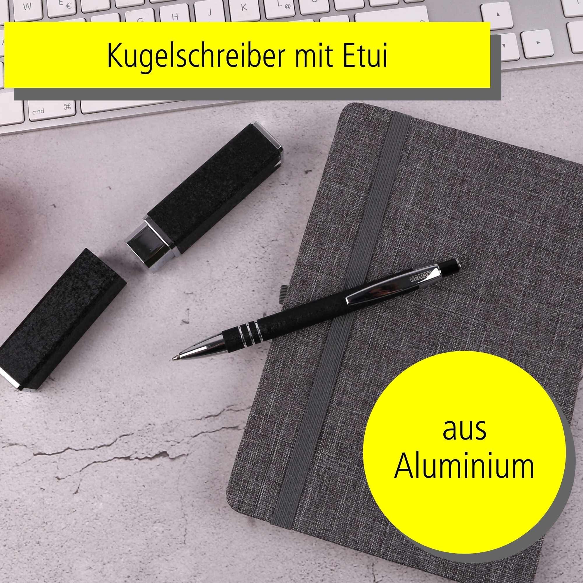 Schwarz Pen Metallclip, mit in Druckkugelschreiber, Geschenkbox aus Graphite Aluminium, Online Pen Kugelschreiber