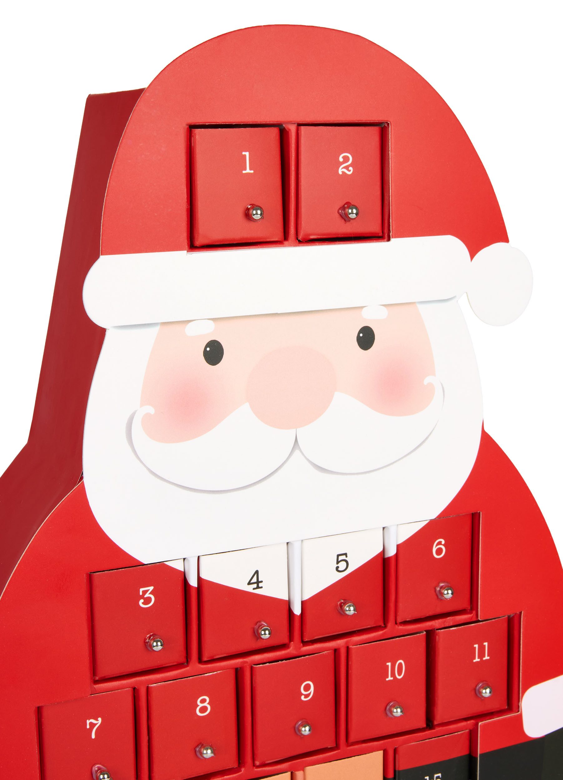 BRUBAKER befüllbarer Adventskalender Weihnachtsmann - Weihnachtskalender - 46 cm groß aus Pappe - Rot (Adventskalender zum Befüllen, 1-tlg), 24 Türchen für Gutscheine, Süßigkeiten und andere Überraschungen