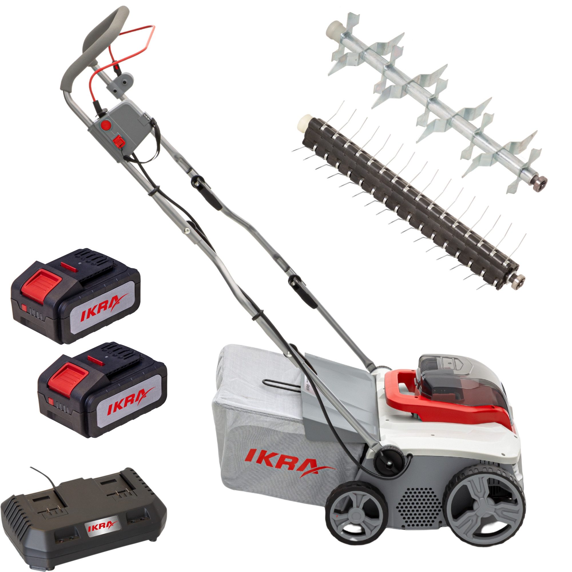 ikra GmbH Akku-Vertikutierer / Lüfter IAVL 2-2040, 40 cm Arbeitsbreite, 3-in-1-System / 40 Volt