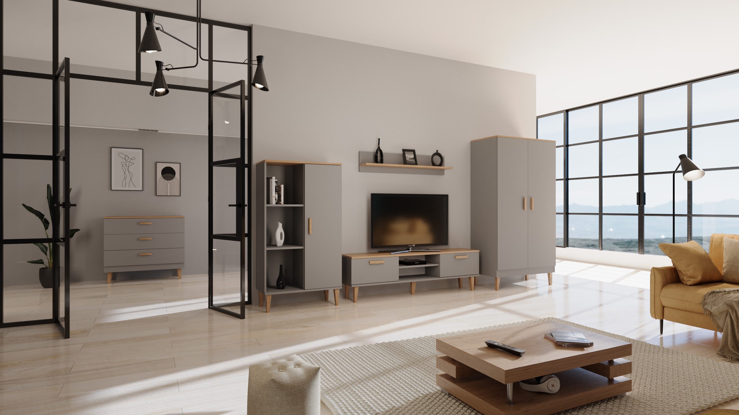 99rooms Wohnwand Verden, (Set (5-St), Wohnmöbel, Wohnzimmer-Set), Modern Design, mit viel Stauraum, Soft-Close Funktion