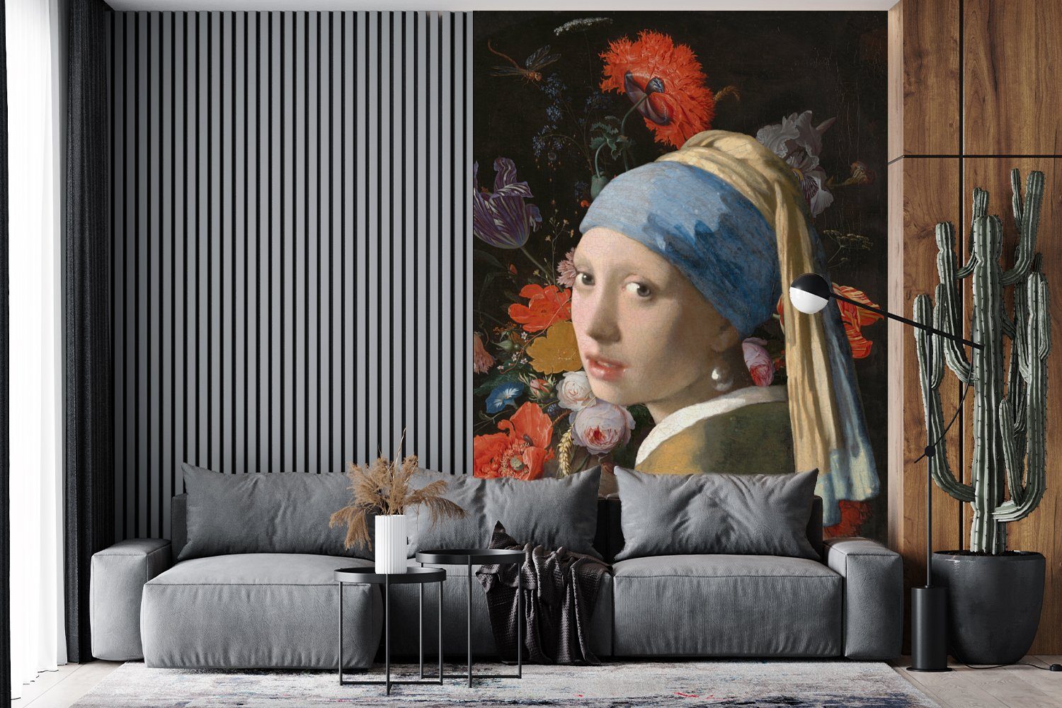 Wandtapete Vermeer bedruckt, Wohnzimmer, Montagefertig dem Johannes MuchoWow Fototapete Mädchen Tapete für Vinyl mit (3 Matt, Das Blumen, St), - - Perlenohrring