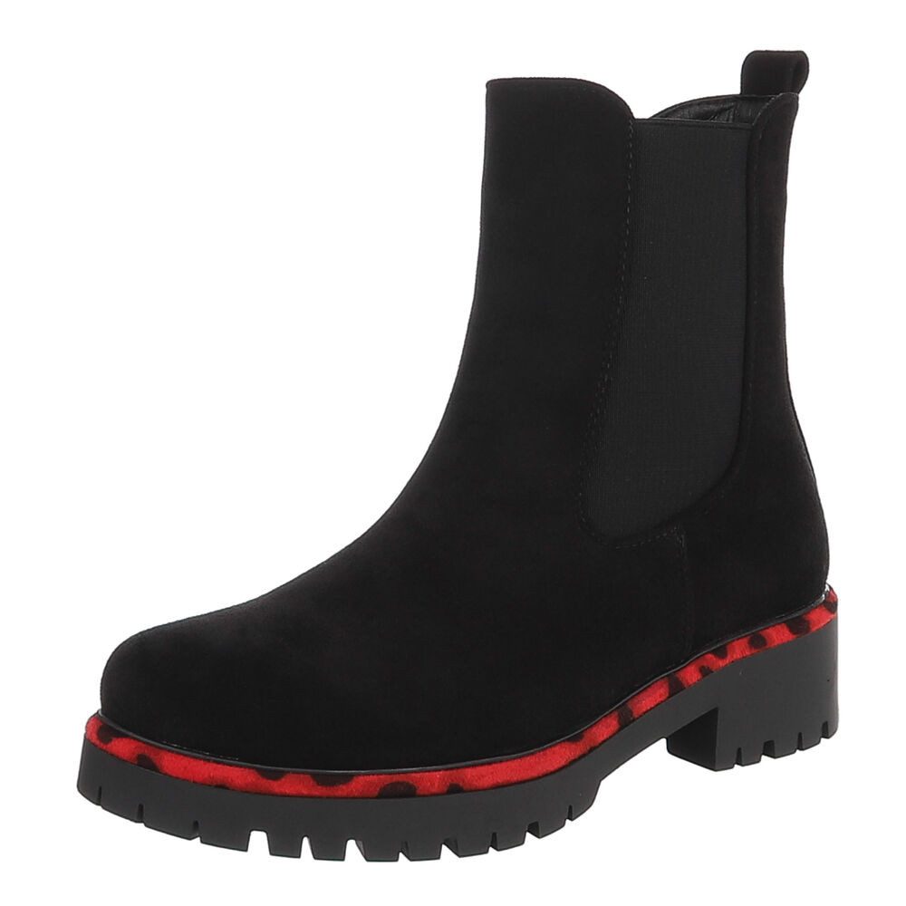Ital-Design Damen Chelsea Boot mit Profilsohle und Blockabsatz Plateaustiefelette (92497487) Blockabsatz Stiefeletten in Schwarz