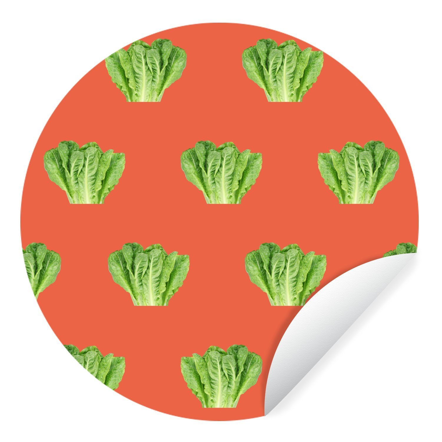 MuchoWow Wandsticker Gemüse - Muster - Rot (1 St), Tapetenkreis für Kinderzimmer, Tapetenaufkleber, Rund, Wohnzimmer