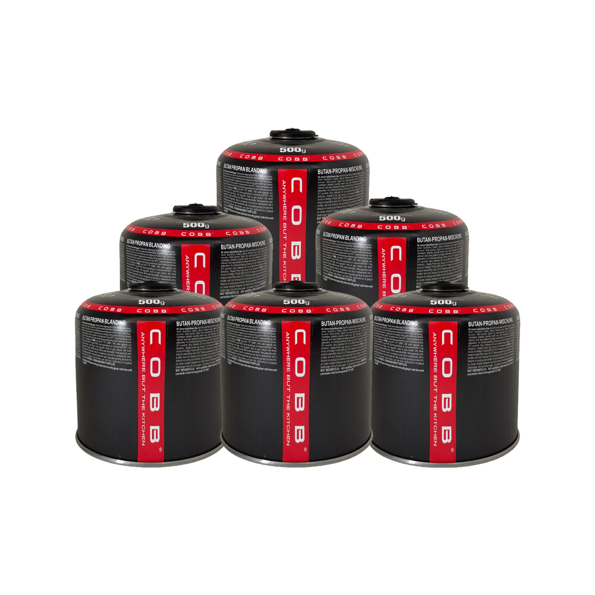 campingmann Gaskartusche 500g Schraubkartusche Butan Gas Universal Brennstoffflaschen, Zubehör für Gaskocher, Gasgrill, 6 St., mit Schraubventil