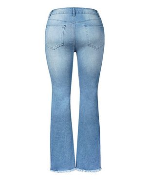 ZWY Umstandsjeans Damen Bootcut-Jeans Stretch Jeanshose Straight-Jeans Schlagjeans