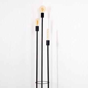 hofstein Stehlampe »Agnino« Vintage Stehleuchte aus Metall in Schwarz, ohne Leuchtmittel, 3xE27, Leuchte im Retro-Design m. Fußschalter am Kabel