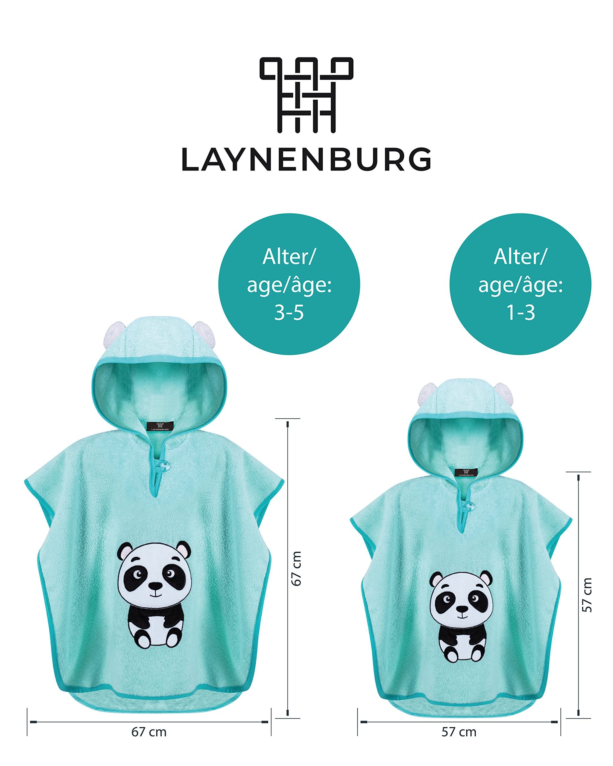 Laynenburg Badeponcho Kinder mit Kapuze - 100% Baumwolle - Strandponcho, Handtuch Poncho aus Frottee für Baby Jungen Mädchen – Bild 5 von 5