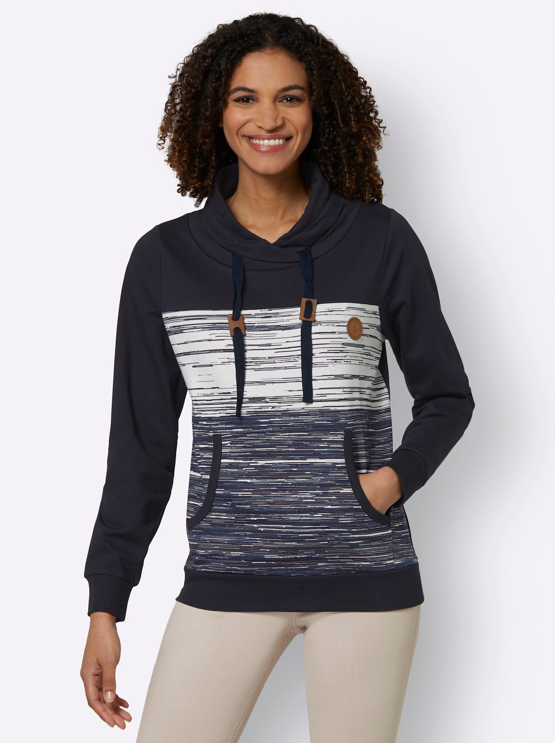 WITT WEIDEN Sweater marine-ecru-meliert