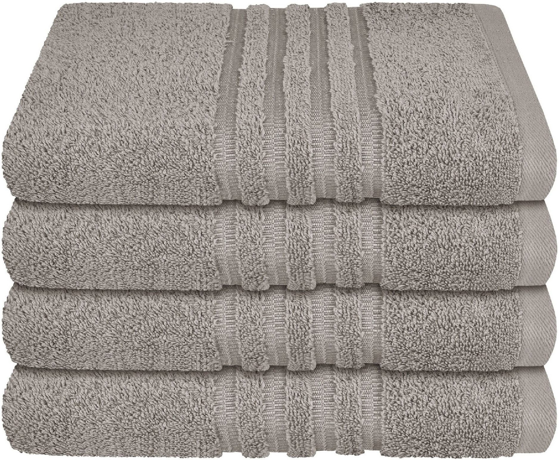 Schiesser Handtücher Milano aus 100% Baumwolle mit eleganter Bordüre in Hoch-Tief-Optik, Frottier (Set, 4-St), OEKO-TEX® MADE IN GREEN