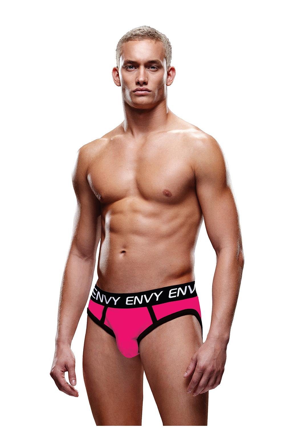 Envy Tanga-Ouvert Solid Envy Jock Pink Black S/M