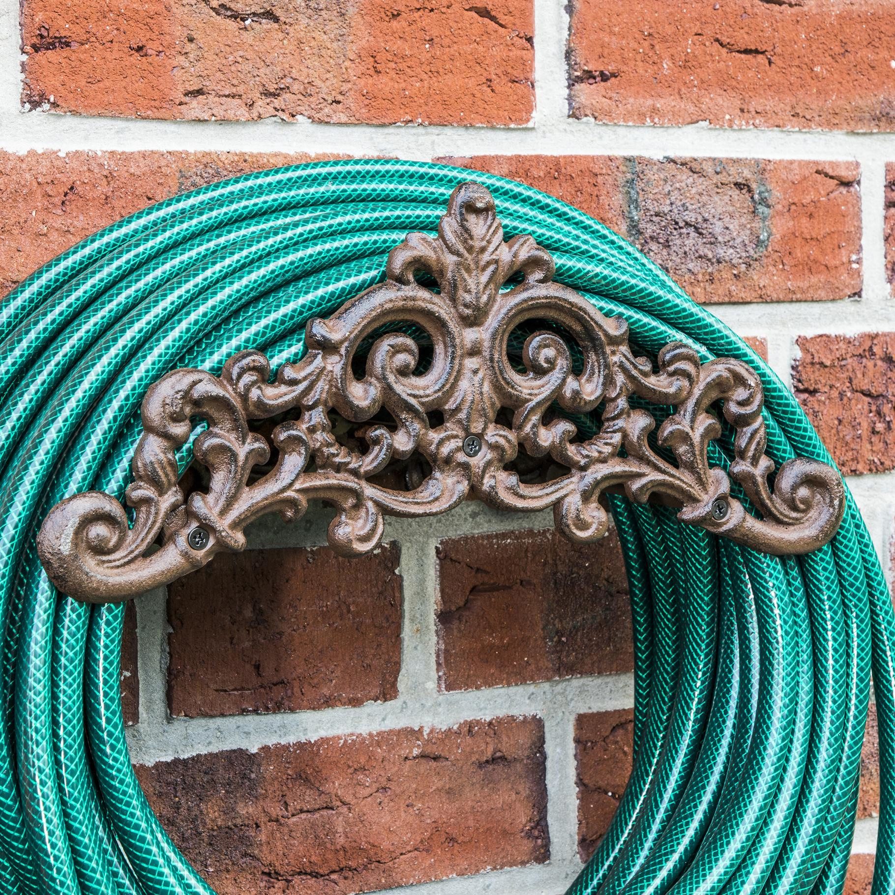 Haushalt International Schlauchhalterung Gartenschlauchhalter aus Gusseisen Antikoptik Halter f. Wasserschlauch