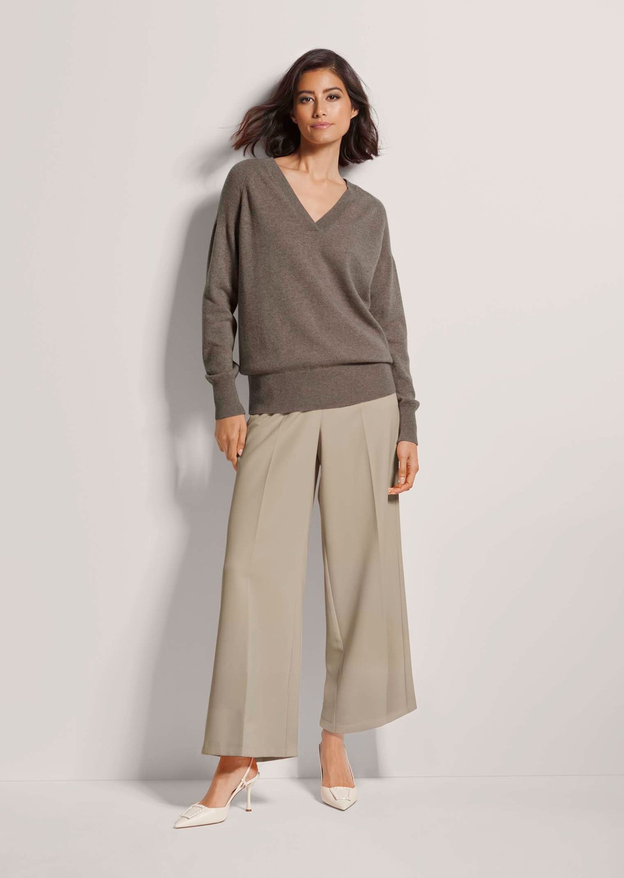 MADELEINE Strickpullover Kaschmirpullover mit V-Ausschnitt Langarm Strickpu günstig online kaufen